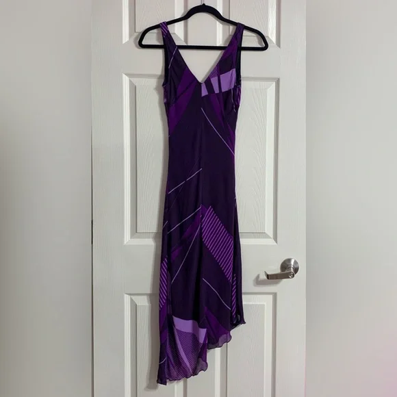 VTG Arden B Asymmetrical Purple Dress with Abstract Print - XS - Picture 10 of 10